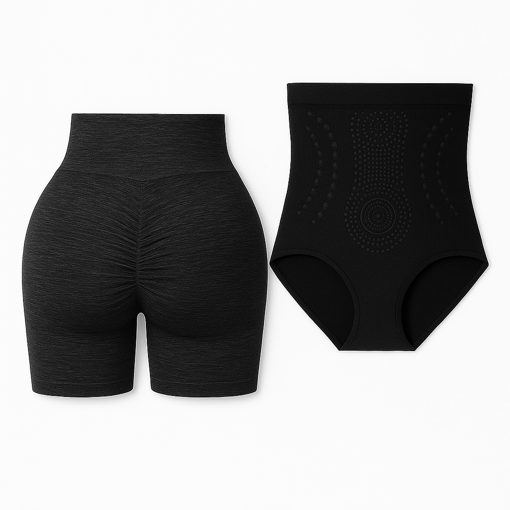 Pack Especial: 2 Fajas + 2 Shorts de Yoga en Color Negro – ¡Comodidad y Estilo para Tu Rutina!