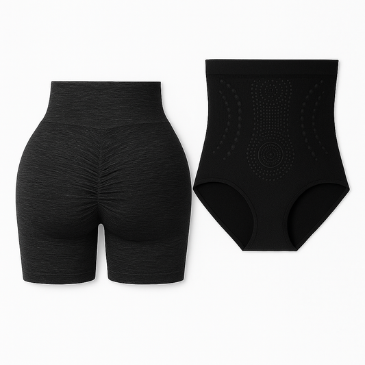 Pack Especial: 2 Fajas + 2 Shorts de Yoga en Color Negro – ¡Comodidad y Estilo para Tu Rutina!